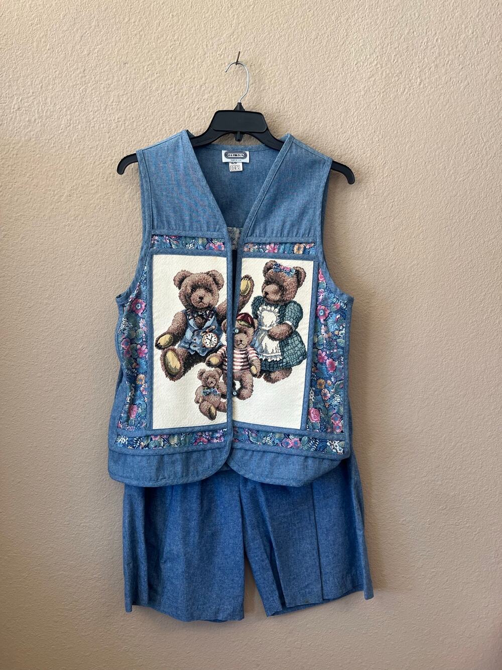 Vintage 80s teddy bear denim set size L